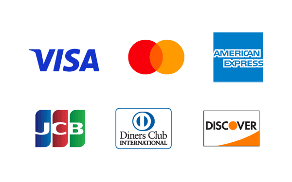 Visa, Mastercard, American Express, JCB, Diners Club, Discover,QUICPay＋, iD, Apple Pay, EMV Contactless